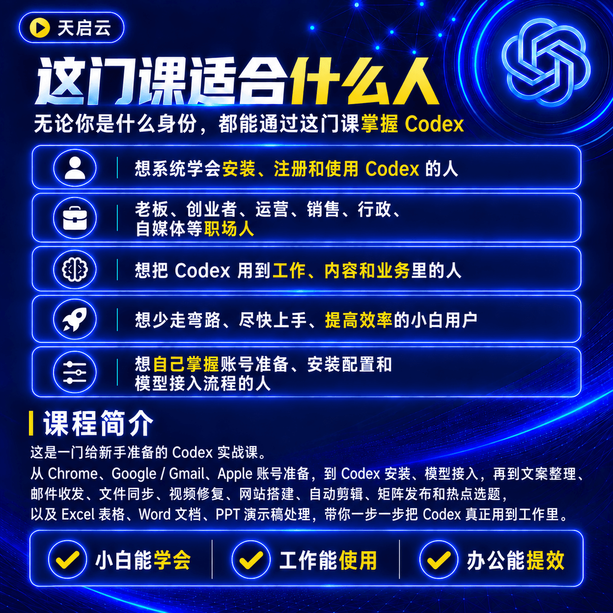 Codex生产力进阶课：办公创作与自动化实战课程说明 4